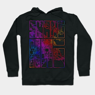 Shanghai, China City Map Typography - Colorful Hoodie